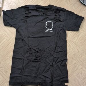 The Drive Clothing Black Distressed Skull T-Shirt